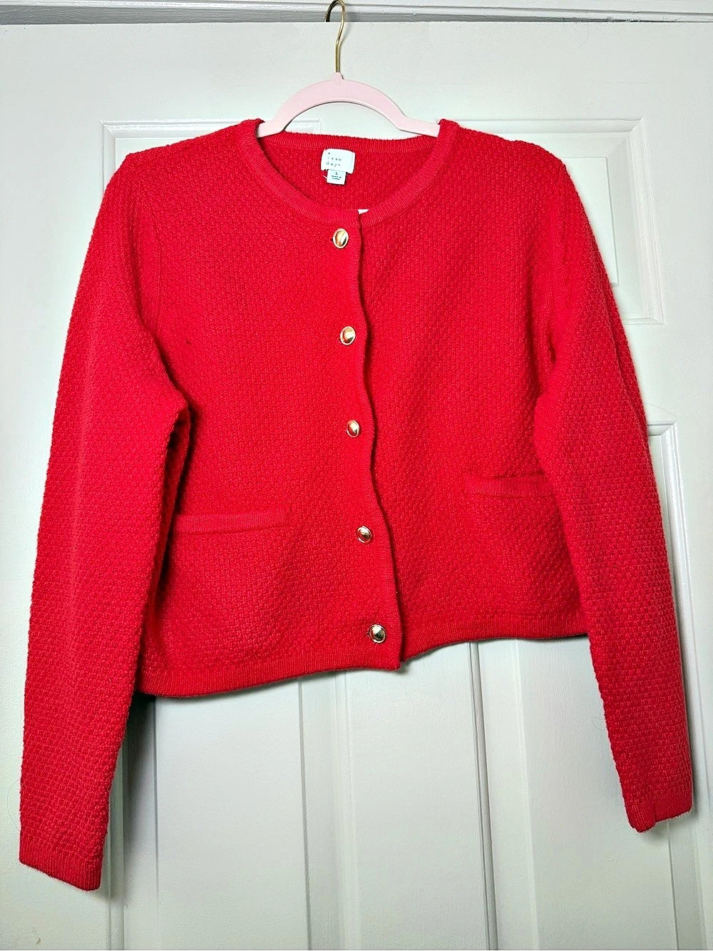 a new day Button-Front Cardigan Red Cardigan Size Large